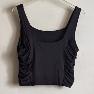 Forever 21 Plus Size Ruched Crop Top 0X Black